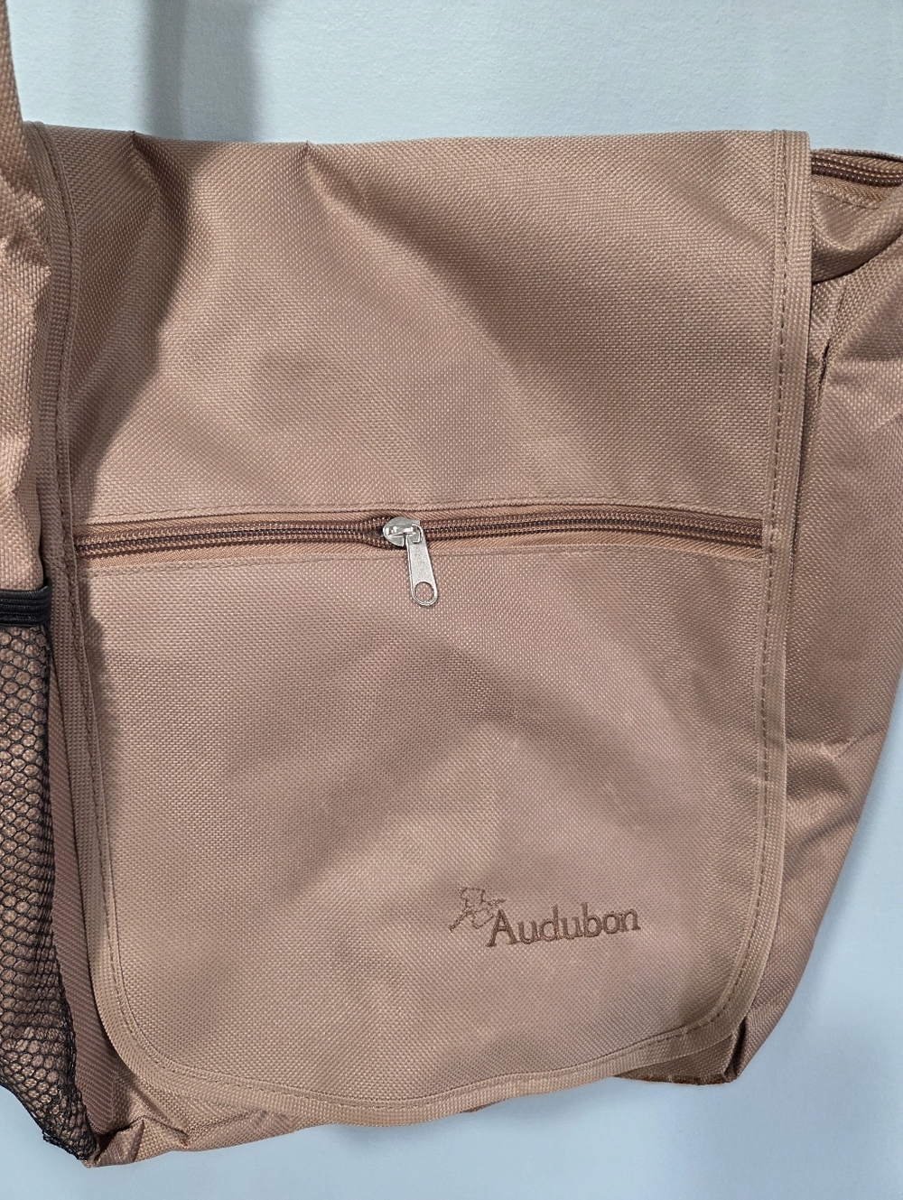 Audubon Tan Crossbody Satchel Shoulder Bag Compartments with Adjustable Strap